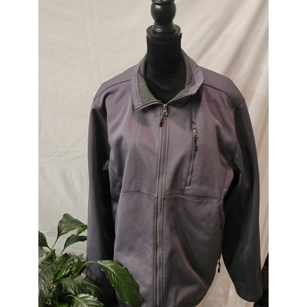 Swiss Tech Mens Softshell Jacket Gray Fleece Lined Full Zip Performance Large